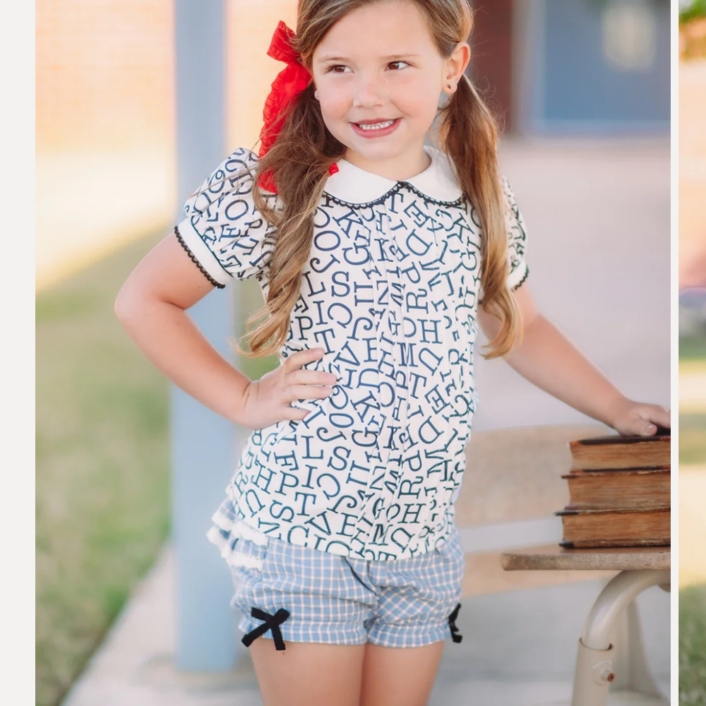 White and Black Alphabet Print Top